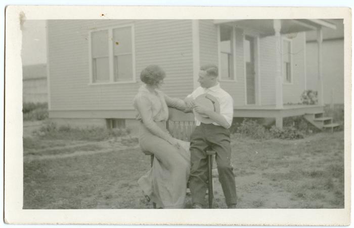 Photographic print, unidentified man and woman