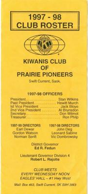 Kiwanis Club of Prairie Pioneers Roster (1997);Kiwanis Club of Prairie Pioneers Roster (1997)