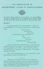 Association Of Homemakers' Clubs Of Saskatchewan Pamphlet (1967-01);Association Of Homemakers' Clubs Of Saskatchewan Pamphlet (1967-01)