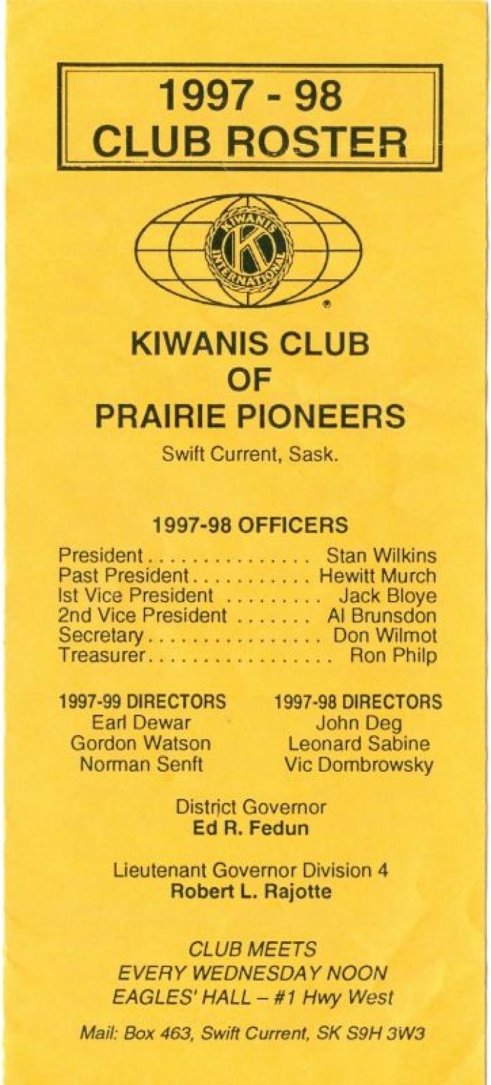 Kiwanis Club of Prairie Pioneers Roster (1997);Kiwanis Club of Prairie Pioneers Roster (1997)