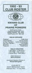 Kiwanis Club of Prairie Pioneers Roster (1992-1993);Kiwanis Club of Prairie Pioneers Roster (1992-1993)