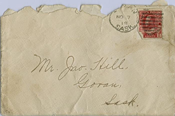 Envelope Addressed To John Hill (1919-11-07);Envelope Addressed To John Hill (1919-11-07)