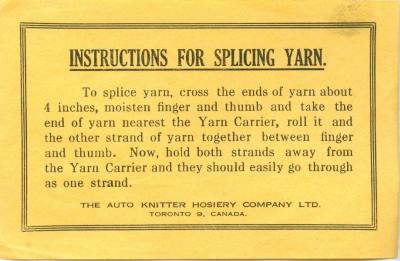 Instructions For Splicing Yarn;Instructions For Splicing Yarn