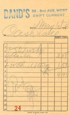 Dand's Sales Receipt (1954-05-01);Dand's Sales Receipt (1954-05-01)