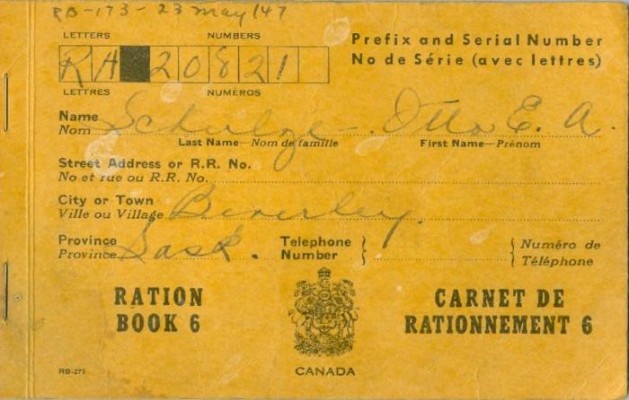 Canadian Ration Book No. 6 (c.1940s);Canadian Ration Book No. 6 (c.1940s)