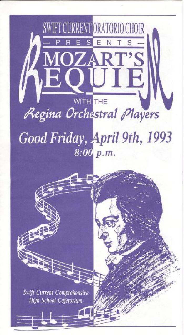 S.C.B.I. Oratorio Choir Program Mozart's "Requiem";Swift Current Bible Institute Oratorio Choir 'Requiem' Concert Program (1993-04-09);Swift Current Bible Institute Oratorio Choir 'Requiem' Concert Program (1993-04-09)