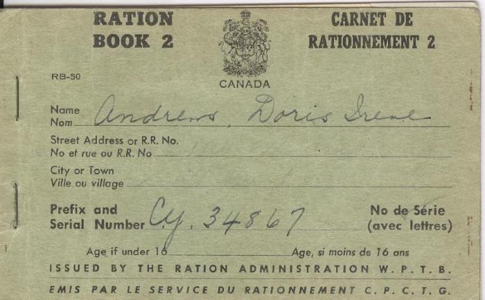 Canadian Ration Book No. 2 (c.1940s);Canadian Ration Book No. 2 (c.1940s);Canadian Ration Book Ration Book 2