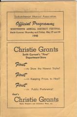 Saskatchewan Musical Association 19th Annual Festival Program (1948-05-27);Saskatchewan Musical Association 19th Annual Festival Program (1948-05-27);Saskatchewan Musical Association Program Official Programme - Nineteenth Annual District Festival