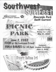 Southwest Sunfest Flyer (2002);Southwest Sunfest Flyer (2002);Southwest Sunfest Flyer (2002);Southwest Sunfest Flyer (2002);Southwest Sunfest Flyer Southwest Sunfest - Riverside Park Swift Current