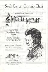 S.C.B.I. Oratorio Choir Program Mostly Mozart;Swift Current Bible Institute Oratorio Choir 'Mostly Mozart' Concert Program (1991-04-21);Swift Current Bible Institute Oratorio Choir 'Mostly Mozart' Concert Program (1991-04-21)