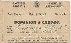 Canadian Ration Book No. 1 (c.1940s);Canadian Ration Book No. 1 (c.1940s);Canadian Ration Book Ration Book 1