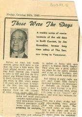 "Those Were The Days" Article Oct. 24/69
 Those Were The Days;Swift Current Sun - Those Were The Days Clipping (1969-10-24);Swift Current Sun - Those Were The Days Clipping (1969-10-24);Swift Current Sun - Those Were The Days Clipping (1969-10-24);Swift Current Sun Clipping (1969-10-24)