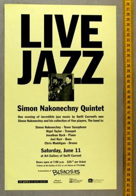 Concert Poster Live Jazz;Simon Nakonechny Jazz Quintet Poster;Simon Nakonechny Jazz Quintet Poster