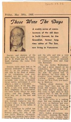 "Those Were The Days" Article May. 30/69
 Those Were The Days;Swift Current Sun - Those Were The Days Clipping (1969-05-30);Swift Current Sun - Those Were The Days Clipping (1969-05-30);Swift Current Sun - Those Were The Days Clipping (1969-05-30);Swift Current Sun Clipping (1969-05-30)