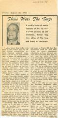 "Those Were The Days" Article Aug. 22/69
 Those Were The Days;Swift Current Sun - Those Were The Days Clipping (1969-08-22);Swift Current Sun - Those Were The Days Clipping (1969-08-22);Swift Current Sun - Those Were The Days Clipping (1969-08-22);Swift Current Sun Clipping (1969-08-22)