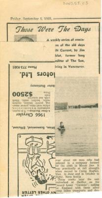 "Those Were The Days" Article Sept. 5/69
 Those Were The Days;Swift Current Sun - Those Were The Days Clipping (1969-09-05);Swift Current Sun - Those Were The Days Clipping (1969-09-05);Swift Current Sun - Those Were The Days Clipping (1969-09-05);Swift Current Sun Clipping (1969-09-05)