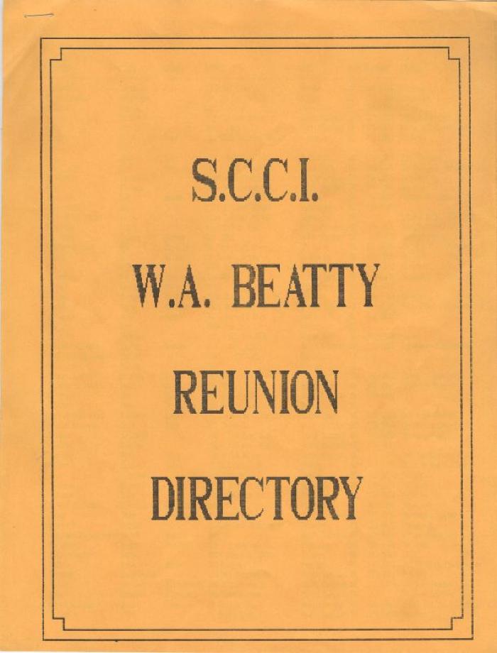 S.C.C.I. W.A. Beatty Reunion Directory S.C.C.I. W.A. Beatty Reunion Directory;Swift Current Collegiate Institute & W A Beatty Collegiate Reunion Directory (1990);Swift Current Collegiate Institute & W A Beatty Collegiate Reunion Directory (1990)