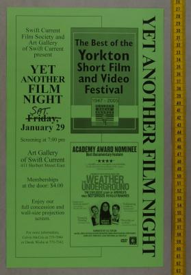 Film Society Poster The Best Of The Yorkton Short Film And Video Festival // The Weather Underground;Yorkton Film Festival Swift Current Film Society Poster (2005);Yorkton Film Festival Swift Current Film Society Poster (2005)