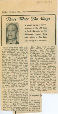 "Those Were The Days" Article Oct. 3/69
 Those Were The Days;Swift Current Sun - Those Were The Days Clipping (1969-10-03);Swift Current Sun - Those Were The Days Clipping (1969-10-03);Swift Current Sun - Those Were The Days Clipping (1969-10-03);Swift Current Sun Clipping (1969-10-03)