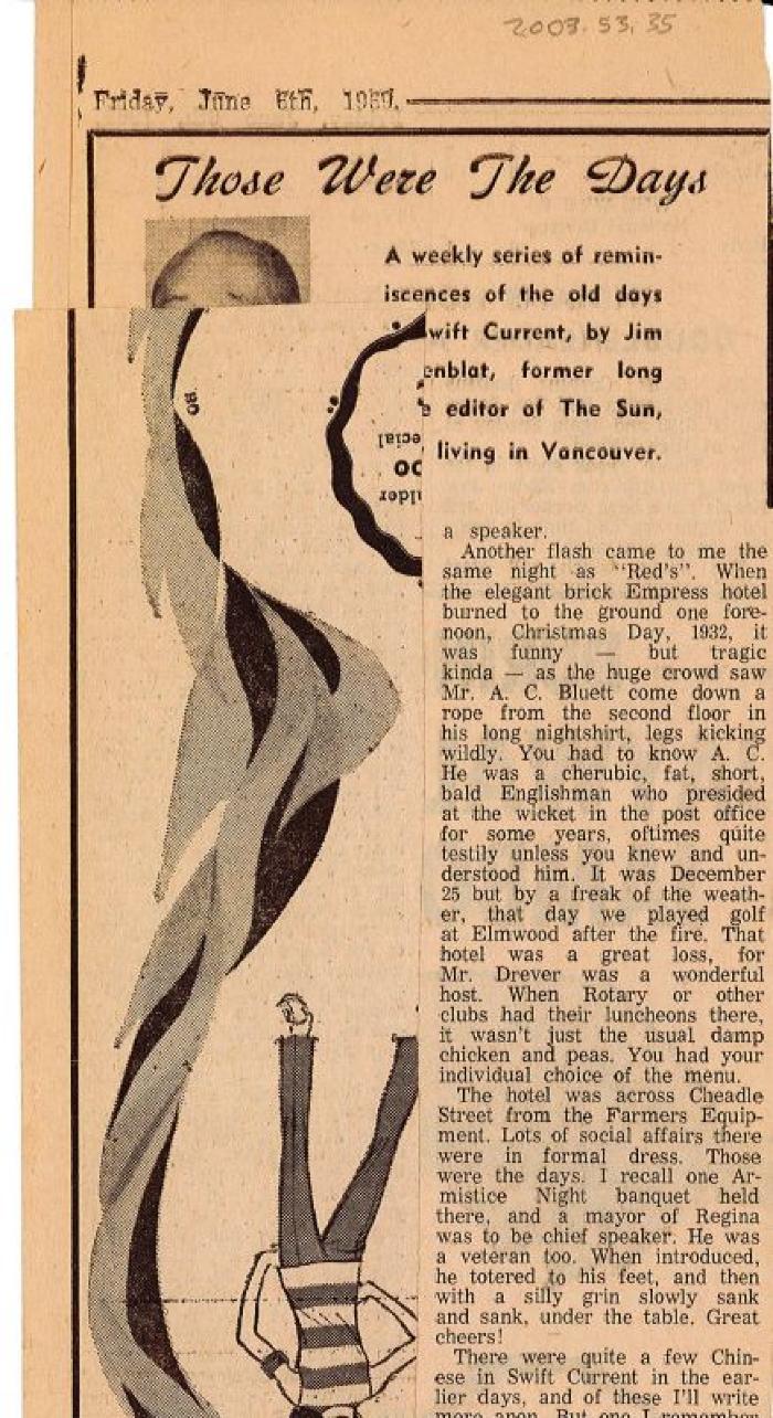 "Those Were The Days" Article Jun. 6/69
 Those Were The Days;Swift Current Sun - Those Were The Days Clipping (1969-06-06);Swift Current Sun - Those Were The Days Clipping (1969-06-06);Swift Current Sun - Those Were The Days Clipping (1969-06-06);Swift Current Sun Clipping (1969-06-06)