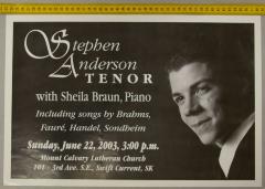 Stephen Anderson Tenor Poster (2003-06-22);Stephen Anderson Tenor Poster (2003-06-22)