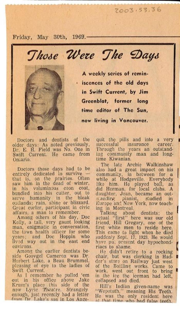 "Those Were The Days" Article May. 30/69
 Those Were The Days;Swift Current Sun - Those Were The Days Clipping (1969-05-30);Swift Current Sun - Those Were The Days Clipping (1969-05-30);Swift Current Sun - Those Were The Days Clipping (1969-05-30);Swift Current Sun Clipping (1969-05-30)