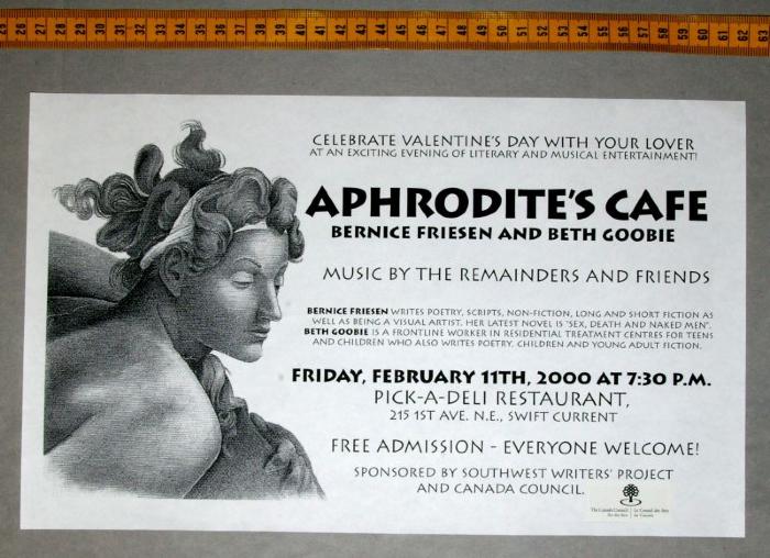 'Aphrodite Café' Literary Café Poster (2000-02-11);'Aphrodite Café' Literary Café Poster (2000-02-11);Literary Cafe Poster Aphrodite's Cafe