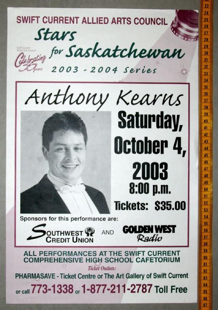 Stars for Saskatchewan Anthony Kearns Poster (2003-10-04);Stars for Saskatchewan Anthony Kearns Poster (2003-10-04)