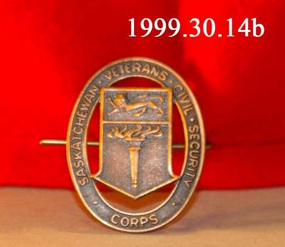 Saskatchewan Veterans Civil Security Corps Cap Badge;Saskatchewan Veterans Civil Security Corps Cap Badge