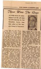 "Those Were The Days" Article Sept. 4/70 Those Were The Days;Swift Current Sun - Those Were The Days Clipping (1970-09-04);Swift Current Sun - Those Were The Days Clipping (1970-09-04);Swift Current Sun - Those Were The Days Clipping (1970-09-04);Swift Current Sun Clipping (1970-09-04)