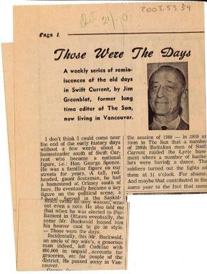 "Those Were The Days" Article Oct. 21/70 Those Were The Days;Swift Current Sun - Those Were The Days Clipping (1970-10-21);Swift Current Sun - Those Were The Days Clipping (1970-10-21);Swift Current Sun - Those Were The Days Clipping (1970-10-21);Swift Current Sun Clipping (1970-10-21)