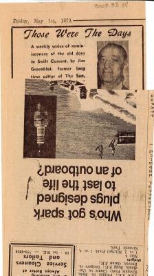 "Those Were The Days" Article May. 1/70 Those Were The Days;Swift Current Sun - Those Were The Days Clipping (1970-05-01);Swift Current Sun - Those Were The Days Clipping (1970-05-01);Swift Current Sun - Those Were The Days Clipping (1970-05-01);Swift Current Sun Clipping (1970-05-01)