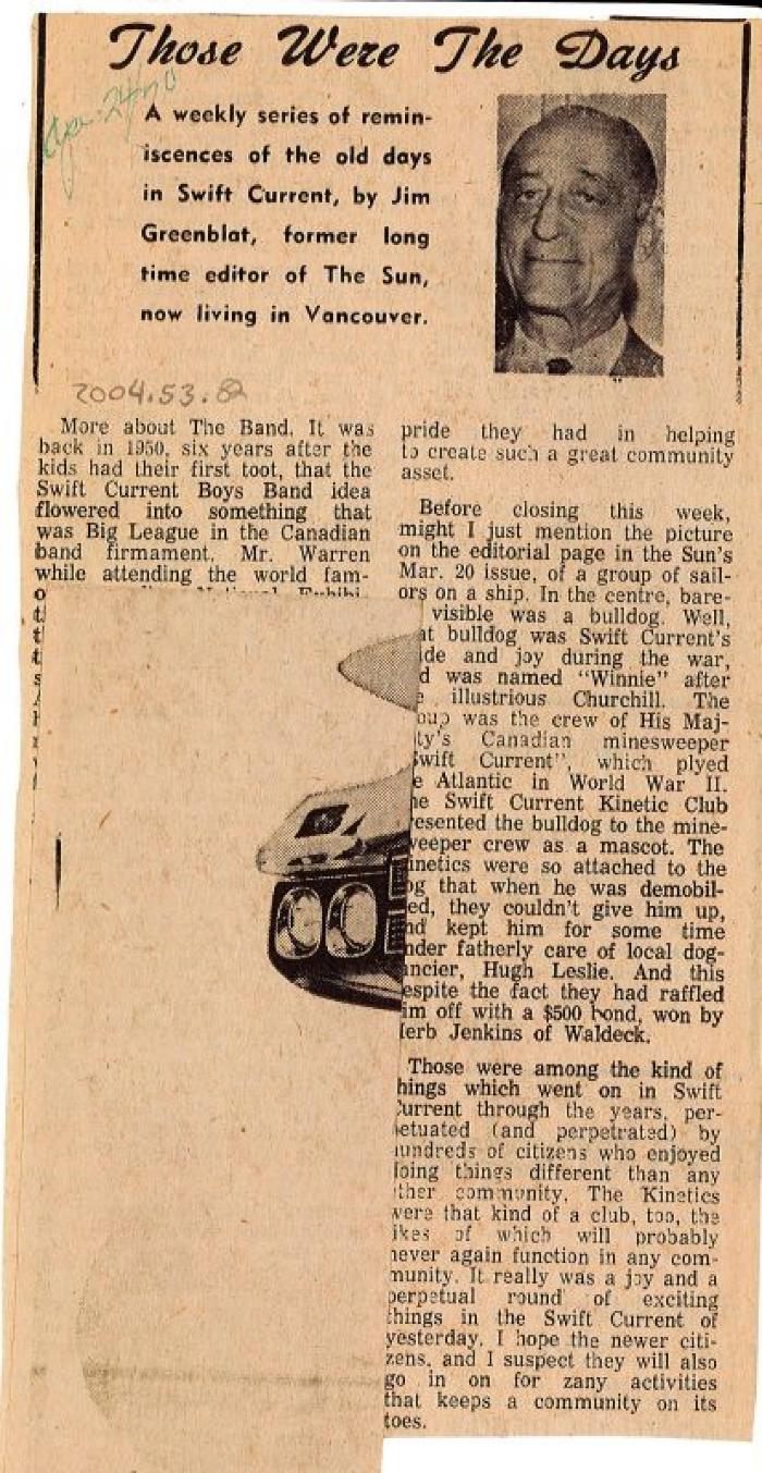 "Those Were The Days" Article Apr. 24/70 Those Were The Days;Swift Current Sun - Those Were The Days Clipping (1970-04-24);Swift Current Sun - Those Were The Days Clipping (1970-04-24);Swift Current Sun - Those Were The Days Clipping (1970-04-24);Swift Current Sun Clipping (1970-04-24)