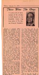 "Those Were The Days" Article Jan. 23/70 Those Were The Days;Swift Current Sun - Those Were The Days Clipping (1970-01-23);Swift Current Sun - Those Were The Days Clipping (1970-01-23);Swift Current Sun Clipping (1970-01-23)