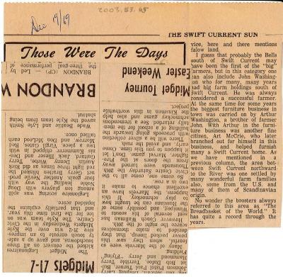 "Those Were The Days" Article Dec. 19/69 Those Were The Days;Swift Current Sun - Those Were The Days Clipping (1969-12-19);Swift Current Sun - Those Were The Days Clipping (1969-12-19);Swift Current Sun - Those Were The Days Clipping (1969-12-19);Swift Current Sun Clipping (1969-12-19)