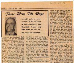 "Those Were The Days" Article Oct. 17/69 Those Were The Days;Swift Current Sun - Those Were The Days Clipping (1969-10-17);Swift Current Sun - Those Were The Days Clipping (1969-10-17);Swift Current Sun - Those Were The Days Clipping (1969-10-17);Swift Current Sun Clipping (1969-10-17)