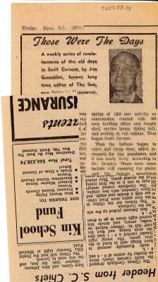 "Those Were The Days" Article Jun. 5/70 Those Were The Days;Swift Current Sun - Those Were The Days Clipping (1970-06-05);Swift Current Sun - Those Were The Days Clipping (1970-06-05);Swift Current Sun - Those Were The Days Clipping (1970-06-05);Swift Current Sun Clipping (1970-06-05)