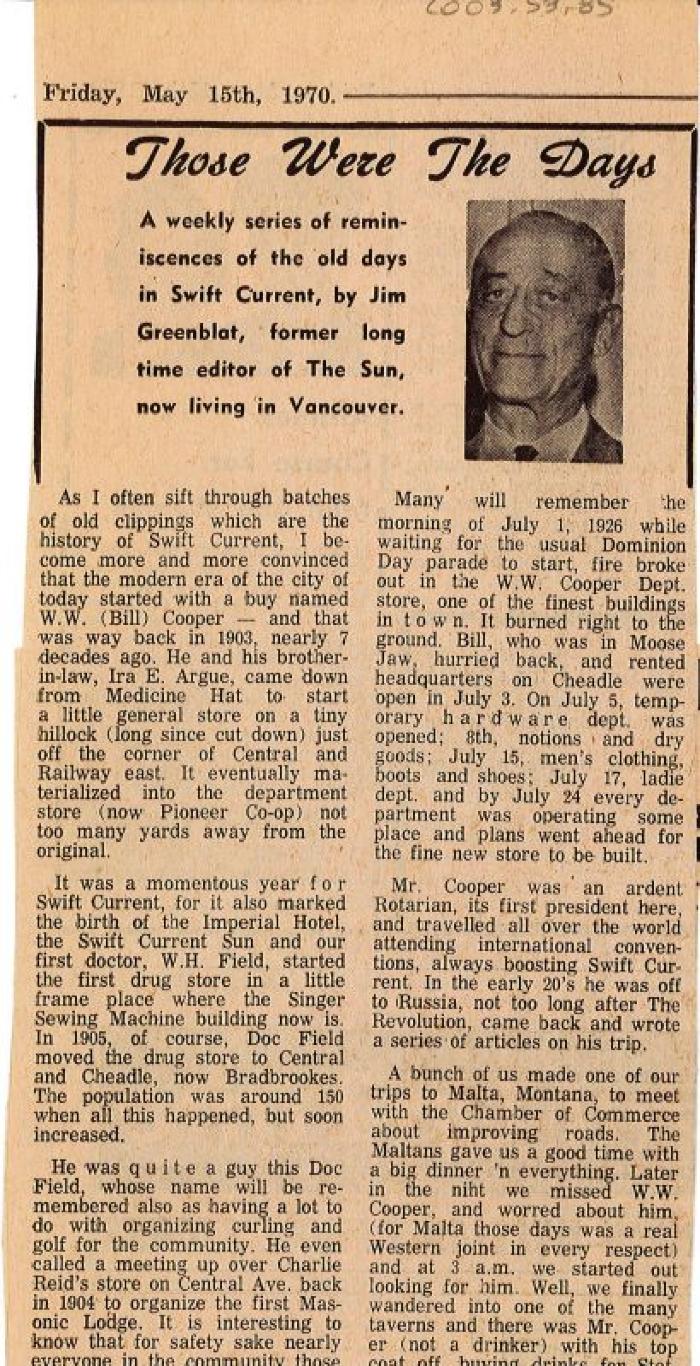 "Those Were The Days" Article May. 15/70 Those Were The Days;Swift Current Sun - Those Were The Days Clipping (1970-05-15);Swift Current Sun - Those Were The Days Clipping (1970-05-15);Swift Current Sun - Those Were The Days Clipping (1970-05-15);Swift Current Sun Clipping (1970-05-15)