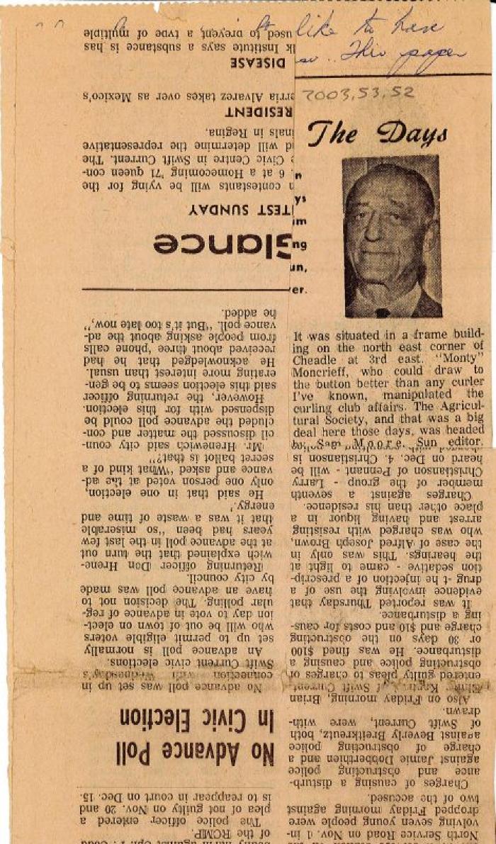 "Those Were The Days" Article Dec. 8/70 Those Were The Days;Swift Current Sun - Those Were The Days Clipping (1970-12-08);Swift Current Sun - Those Were The Days Clipping (1970-12-08);Swift Current Sun - Those Were The Days Clipping (1970-12-08);Swift Current Sun Clipping (1970-12-08)