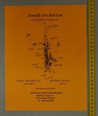 Jenelle Orcherton Saxophone Concert Poster (2008-04-10);Jenelle Orcherton Saxophone Concert Poster (2008-04-10)