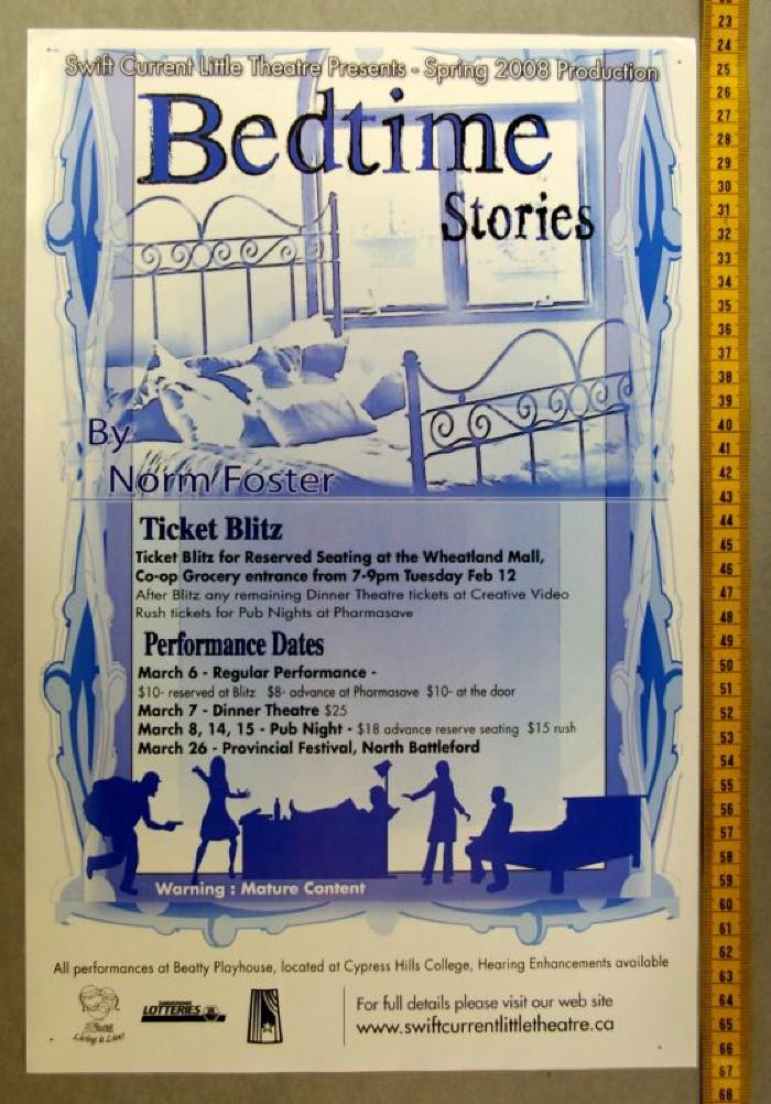 Little Theatre Poster Bedtime Stories;Swift Current Little Theatre 'Bedtime Stories' Poster (2008 Spring);Swift Current Little Theatre 'Bedtime Stories' Poster (2008 Spring)