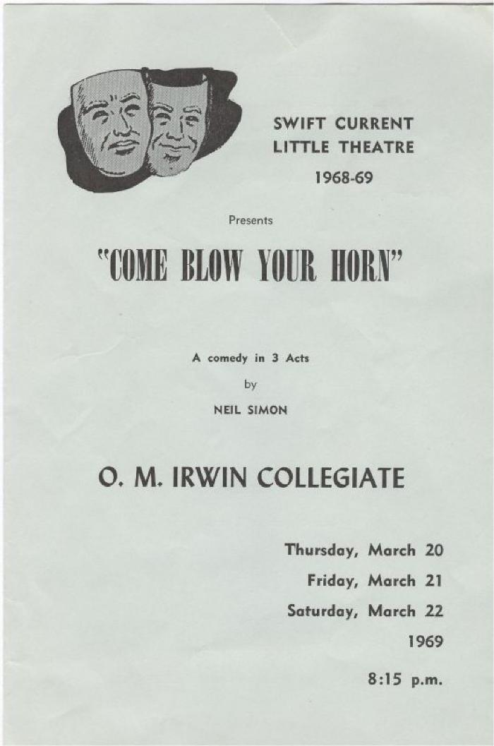 Swift Current Little Theatre 'Come Blow Your Horn' Program (1969);Swift Current Little Theatre 'Come Blow Your Horn' Program (1969)