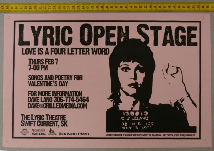 Lyric Theatre Open Stage Poster (2008-02-07);Lyric Theatre Open Stage Poster (2008-02-07);Lyric Theatre Poster Open Stage // Love Is A Four Letter Word