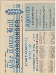 The Town Hall Backgrounder Newspaper The Town Hall Backgrounder;Town Hall Backgrounder Newspaper (c.1995);Town Hall Backgrounder Newspaper (c.1995)