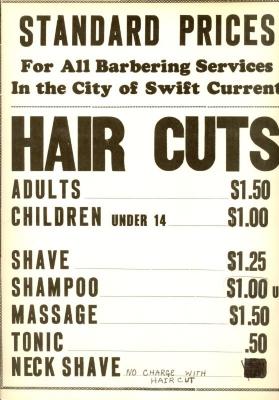 Barber Signage Standard Prices For All Barbering Services In The City Of Swift Current;Pricelist for Barbering Services in the City of Swift Current;Pricelist for Barbering Services in the City of Swift Current;Standard Prices for Barbering Services in the City of Swift Current