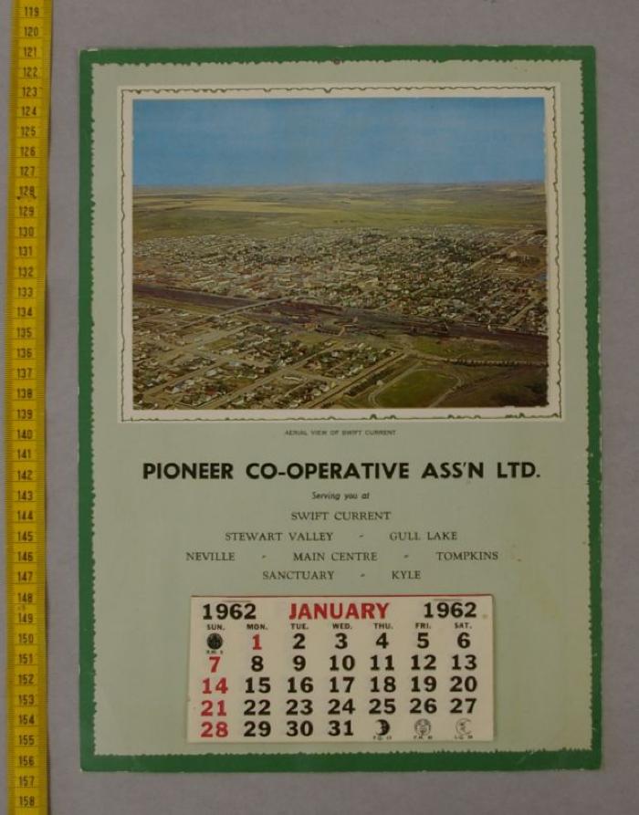 Pioneer Co-op Saskatchewan Calendar (1962);Pioneer Co-op Saskatchewan Calendar (1962);Pioneer Co-Operative Calendar (1962)