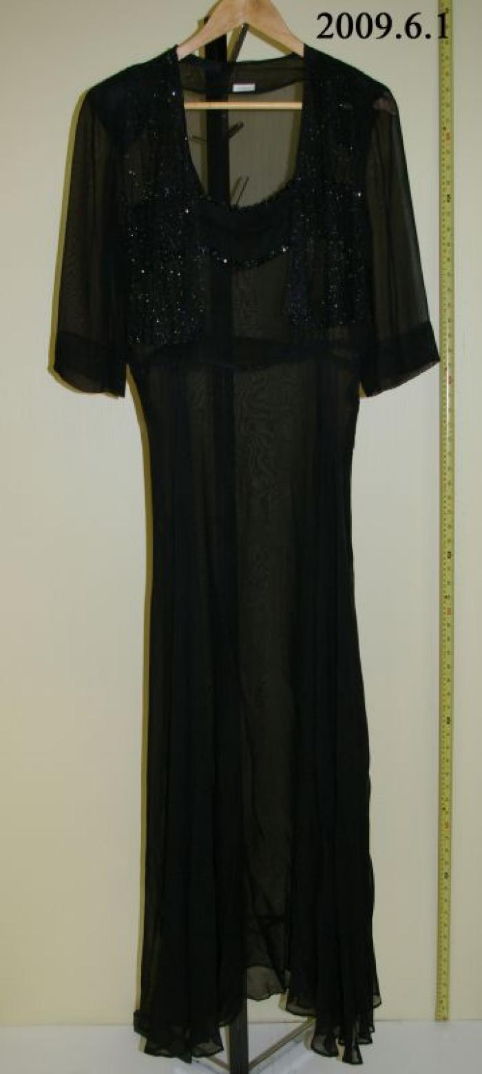 Black Silk Chiffon Dress (c.1930);Black Silk Chiffon Dress (c.1930)