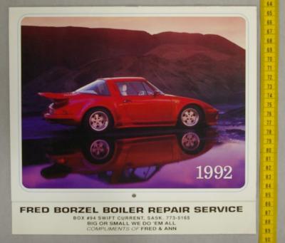 1992 Calendar Fred Borzel 1992 Calendar;Swift Current Fred Borzel Boiler Repair Calendar (1992);Swift Current Fred Borzel Boiler Repair Calendar (1992)