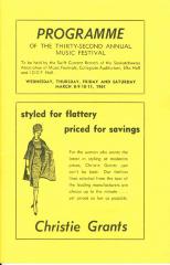 32nd Music Festival Program (1961-03-08);32nd Music Festival Program (1961-03-08)