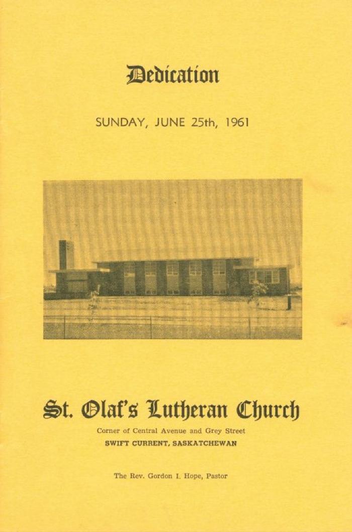 Saint Olaf's Lutheran Church Dedication Program (1961-06-25);Saint Olaf's Lutheran Church Dedication Program (1961-06-25)